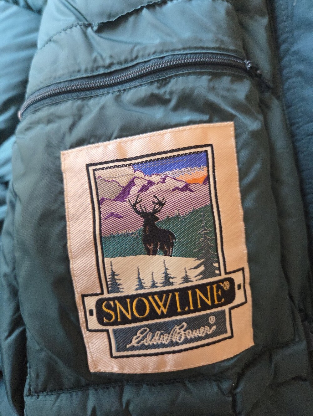 Vintage 90s Eddie Bauer Teal Polar Parka SNOWLINE Goose Down Parka Jacket Size L - Picture 10 of 11